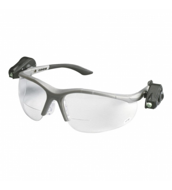 3M™ Light Vision™ 2 Protective Eyewear 11476 Clear Anti-Fog Lens, Gray Frame, Lights