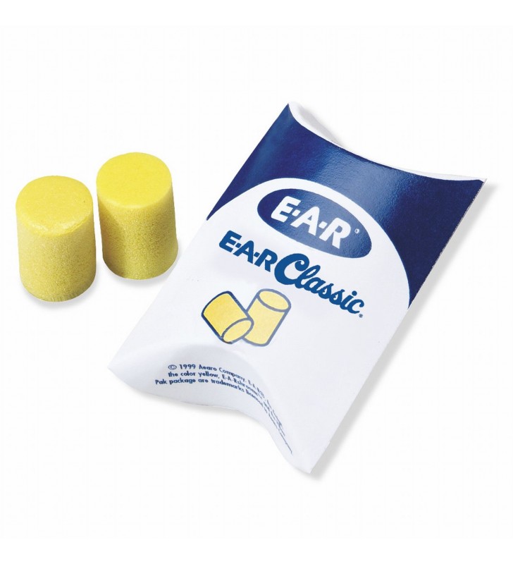 3M™ E-A-R™ Classic™ Earplugs, Uncorded, Pillow Pack (200 pairs/Box)