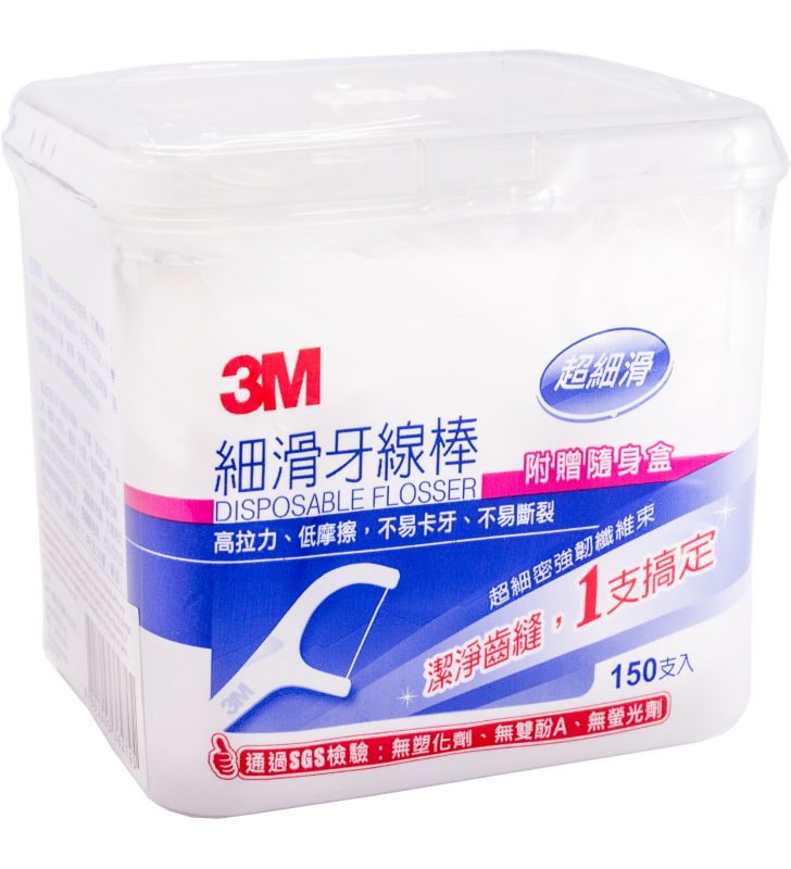 3M™ 細滑牙線棒(150支)盒裝，附隨身盒