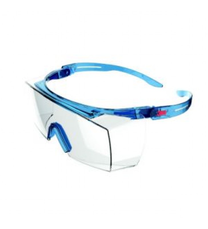 3M™ SecureFit™ SF3701ASGAF-BLU, Alternate Fit, Blue, Scotchgard™ Anti-Fog Coating, Clear OTG AF-AS lens
