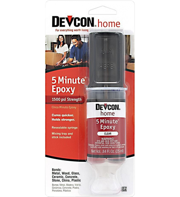 Devcon 20845 High Strength 5-Minute Fast Drying Epoxy Glue Adhesive Syringe 25ml