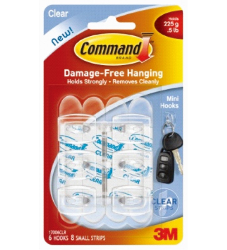 3M Command™ 無痕™ 透明迷你掛鈎 17006CLR-HK