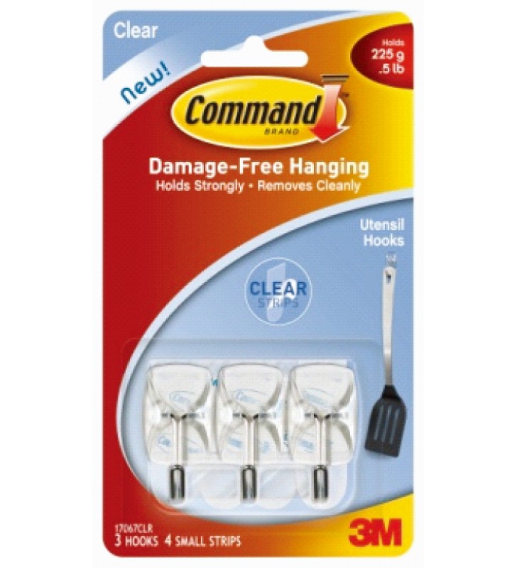 3M Command™ 無痕™ 透明活動掛鈎 17067CLR