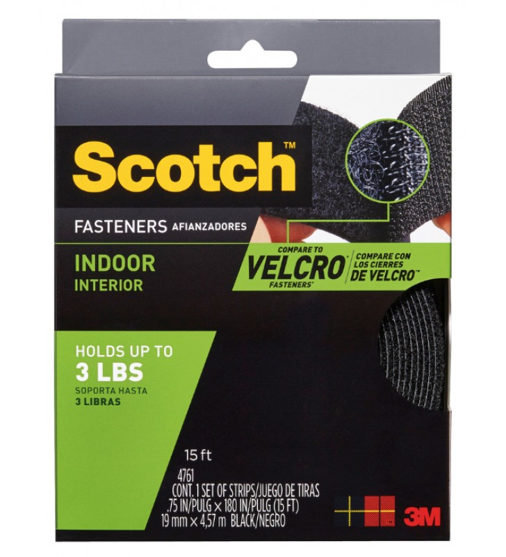 3M Scotch® 4761 Indoor Fastener 3/4" x 15' Black