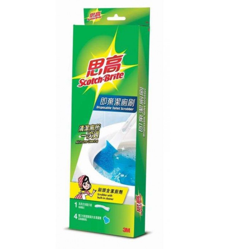 3M Scotch-brite Disposable Toilet Scrubber (1 handle 4 scrubbers)