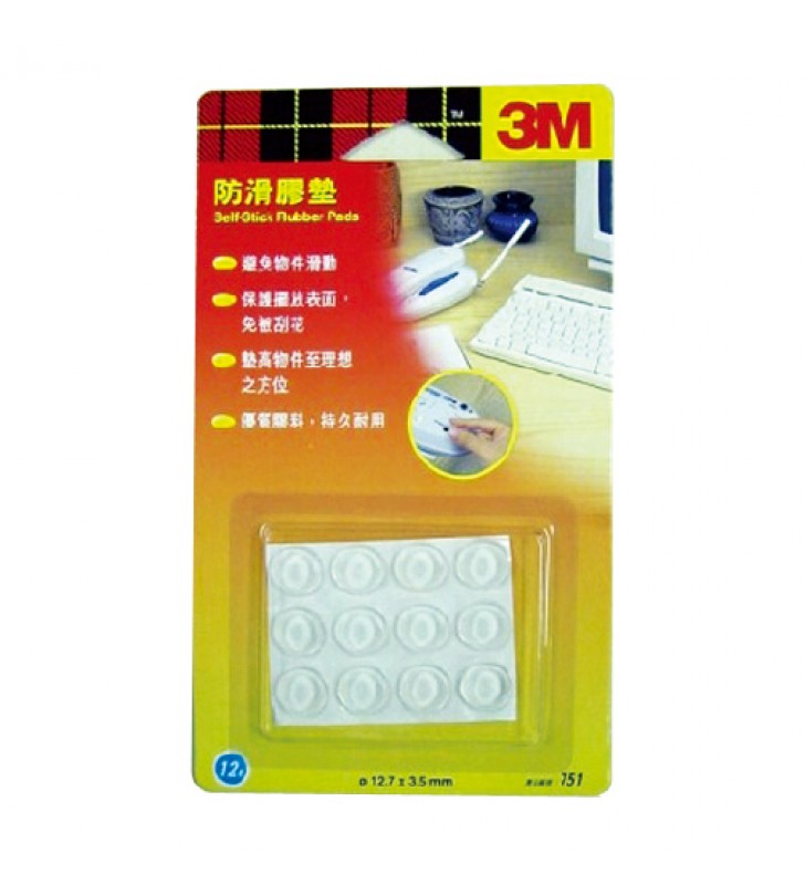 3M Self Stick Rubber Pads (Clear) - 12 Pads